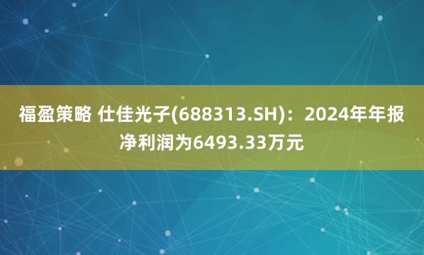 福盈策略 仕佳光子(688313.SH)：2024年年报净利润为6493.33万元